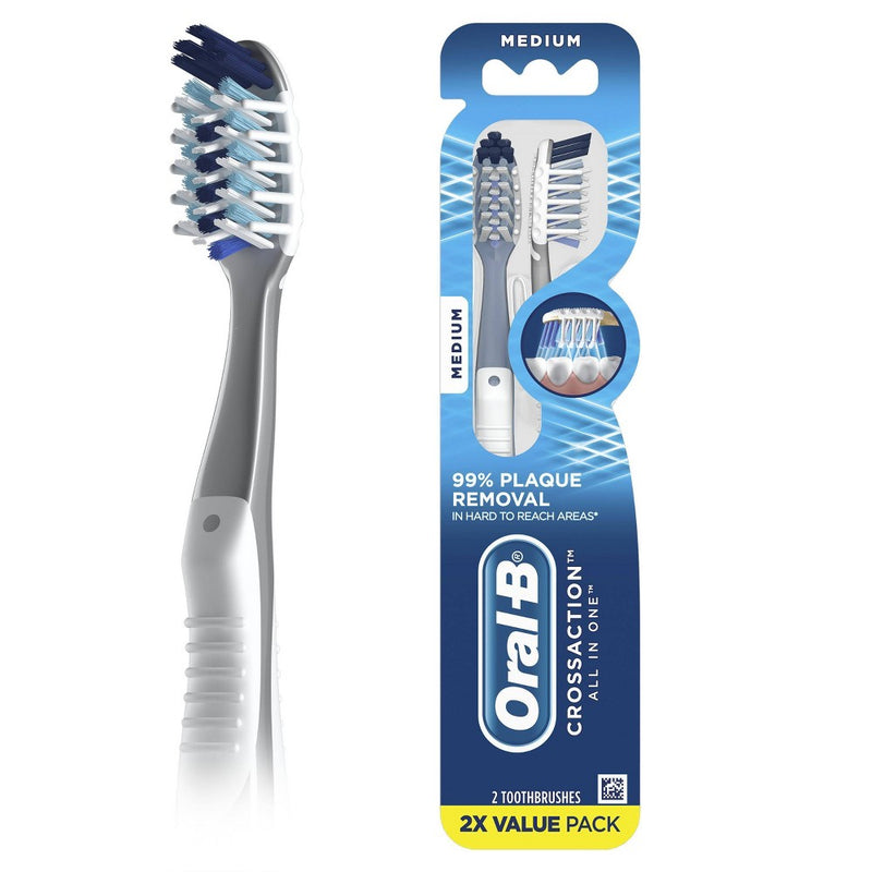 Oral-B CrossAction All In One Manual Toothbrush Medium - 2 ct