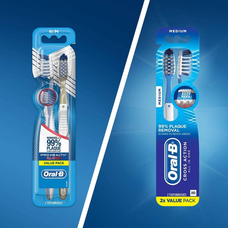 Oral-B CrossAction All In One Manual Toothbrush Medium - 2 ct