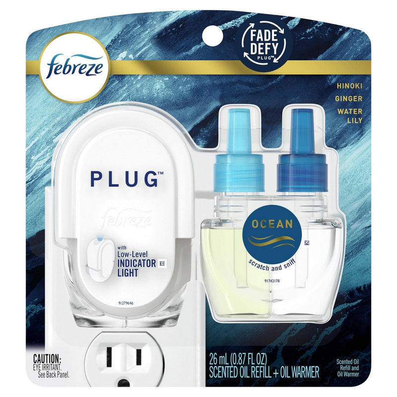 Febreze Fade Defy Plug Air Freshener Starter Kit - Ocean - 0.87 fl oz