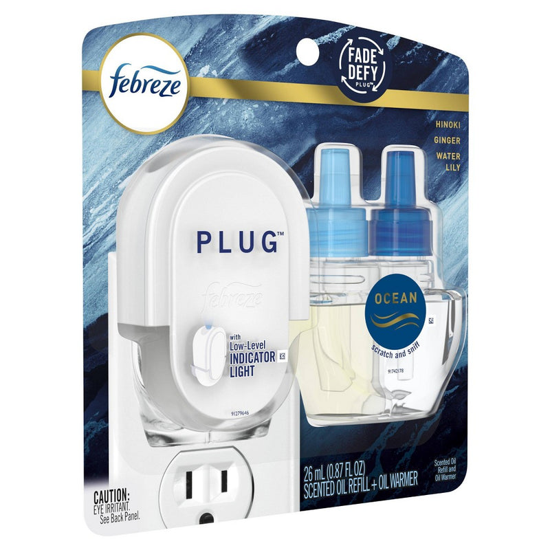 Febreze Fade Defy Plug Air Freshener Starter Kit - Ocean - 0.87 fl oz