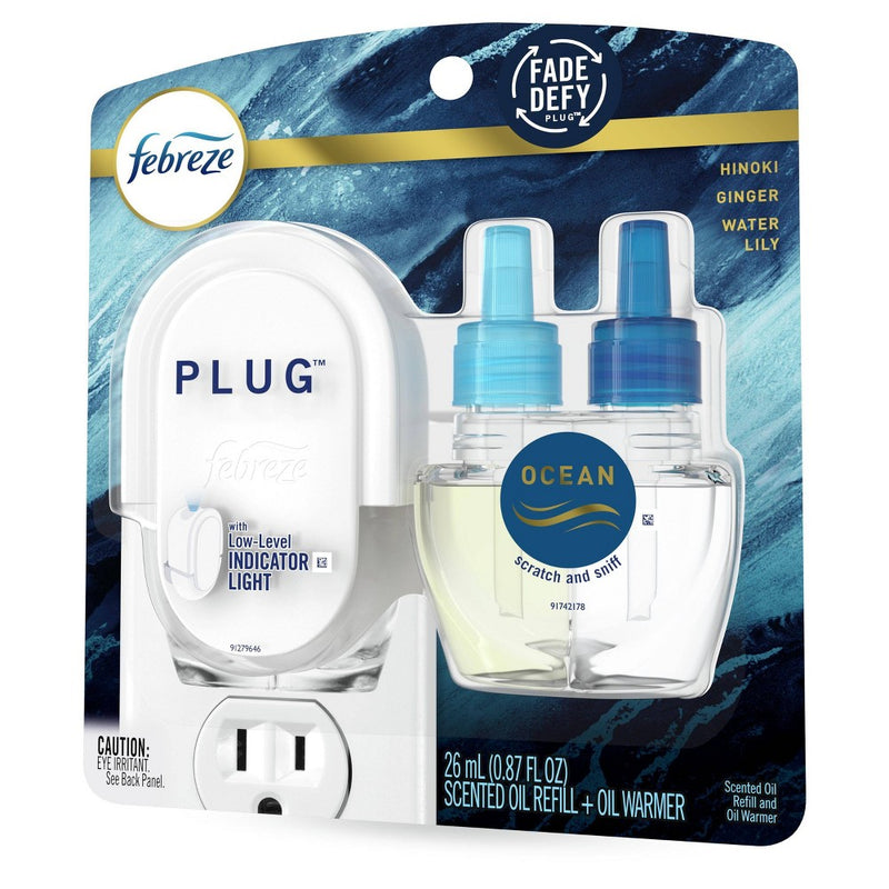 Febreze Fade Defy Plug Air Freshener Starter Kit - Ocean - 0.87 fl oz