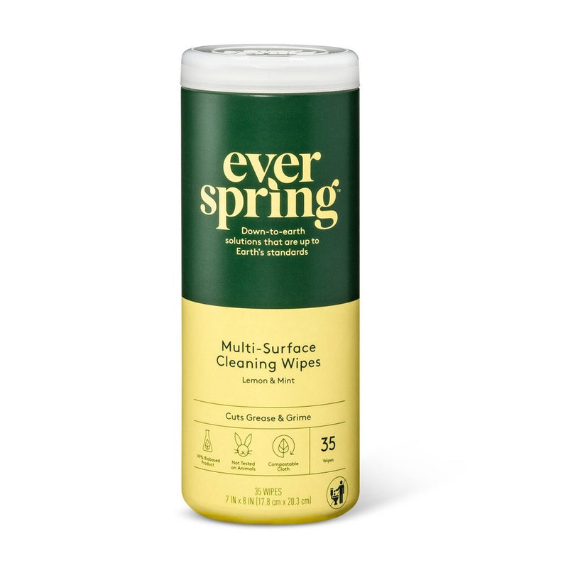Lemon & Mint Multi-Surface Cleaning Wipes - 35ct - Everspring