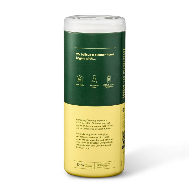 Lemon & Mint Multi-Surface Cleaning Wipes - 35ct - Everspring