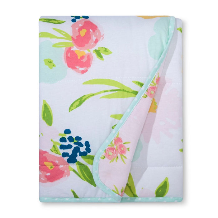 Jersey Knit Reversible Baby Blanket Floral - Cloud Island Pink