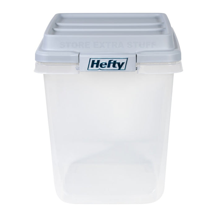 Hefty 32qt Slim Clear Plastic Storage Bin with Gray HI-RISE Stackable Lid