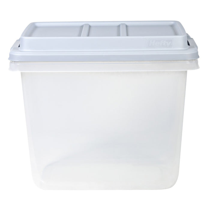 Hefty 32qt Slim Clear Plastic Storage Bin with Gray HI-RISE Stackable Lid