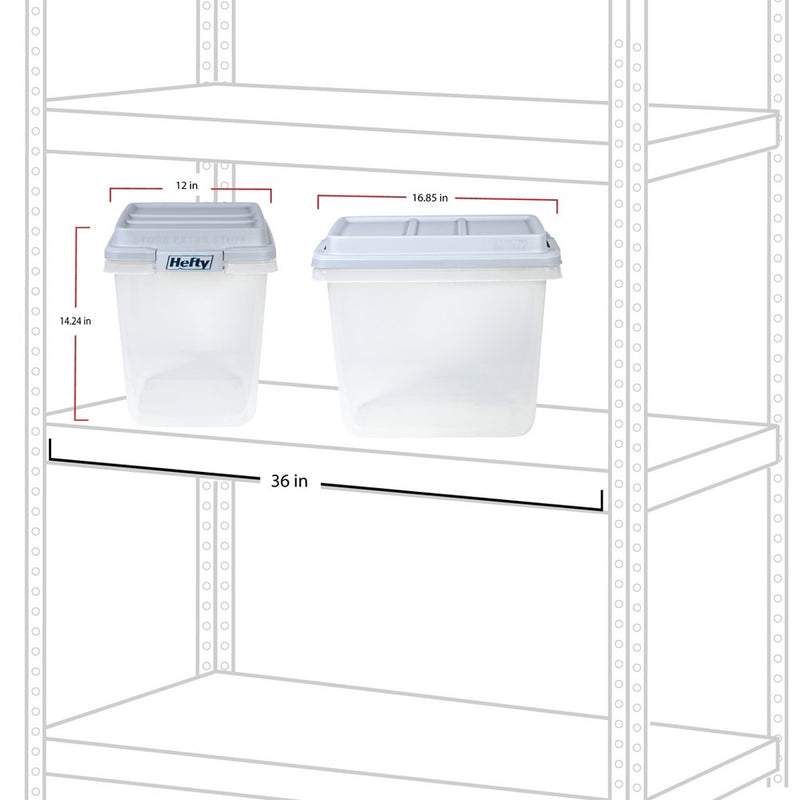 Hefty 32qt Slim Clear Plastic Storage Bin with Gray HI-RISE Stackable Lid