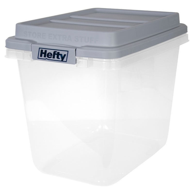 Hefty 32qt Slim Clear Plastic Storage Bin with Gray HI-RISE Stackable Lid