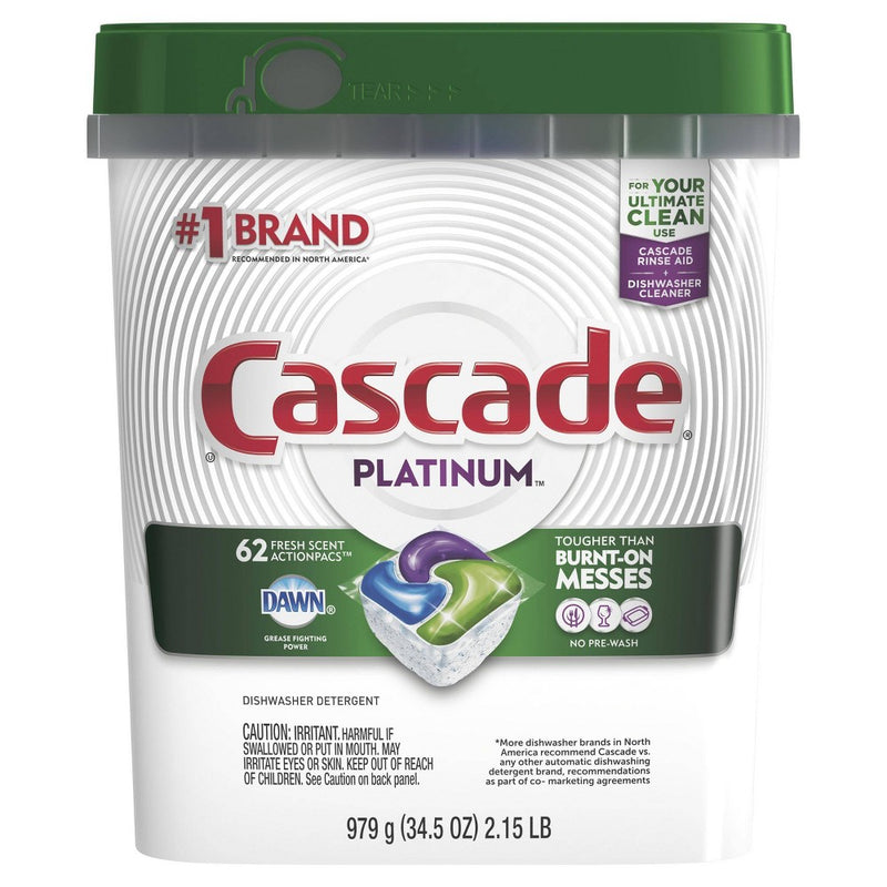 Cascade Platinum ActionPacs Dishwasher Detergent -  Fresh Scent - 62ct