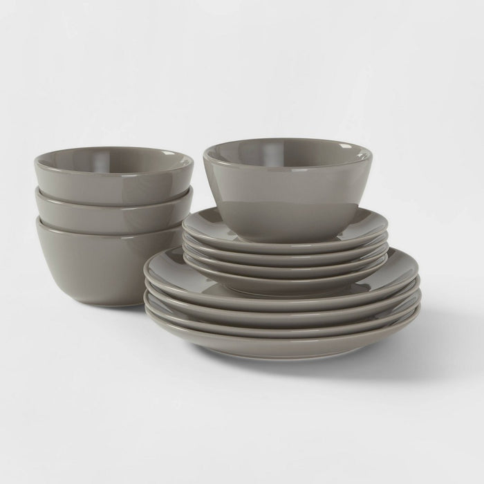 12pc Stoneware Avesta Dinnerware Set Gray - Project 62 (LOCAL PICKUP ONLY)