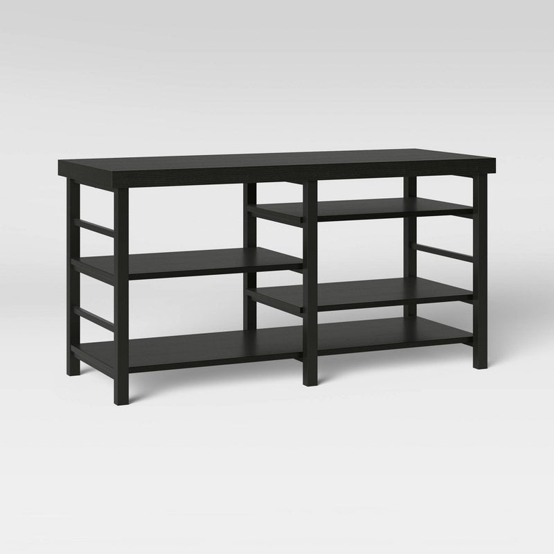 Adjustable Storage Media Stand Black Wood Grain Finish - Room Essentials (LOCAL PICKUP ONLY)