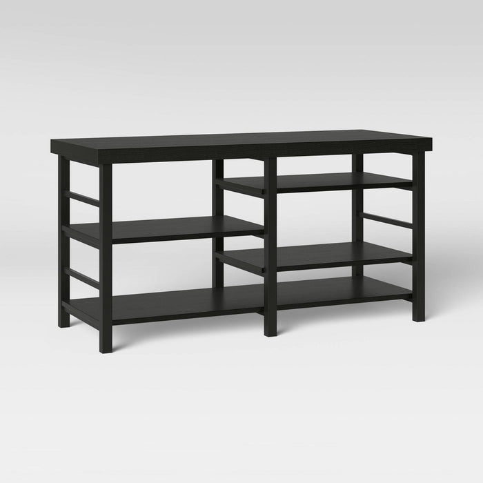 Adjustable Storage Media Stand Black Wood Grain Finish - Room Essentials (LOCAL PICKUP ONLY)