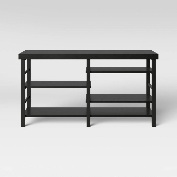 Adjustable Storage Media Stand Black Wood Grain Finish - Room Essentials (LOCAL PICKUP ONLY)