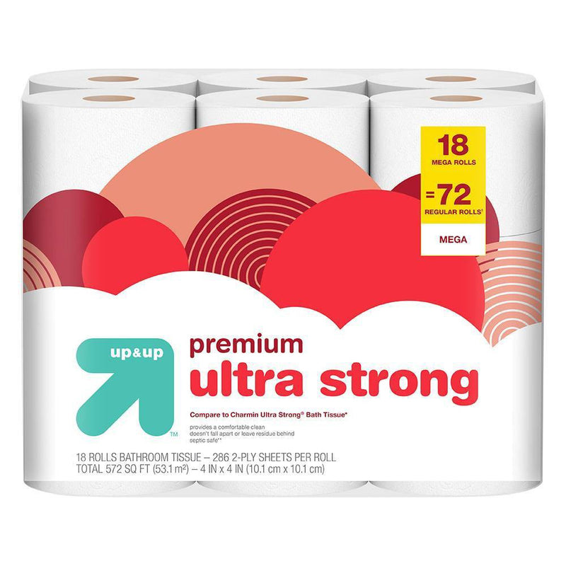 Premium Ultra Strong Toilet Paper - 18 Mega Rolls - up & up