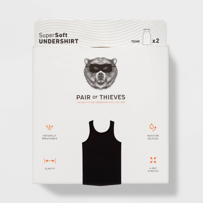 Pair of Thieves Men's Tank Undershirt 2pk - Black M