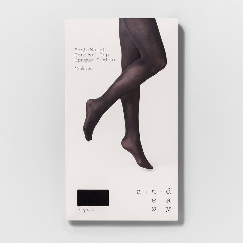 Women's 50D High Waist CT Opaque Tights Socks - A New Day Black M/L