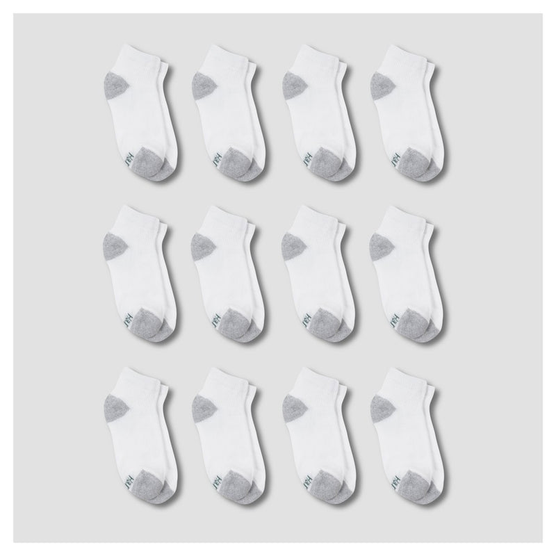 Hanes Boys' 12pk Cushioned Ankle Socks - White S