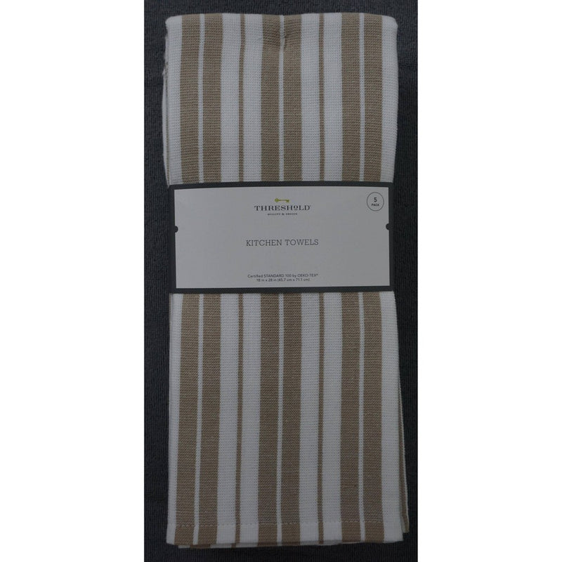 5pk Cotton Kitchen Towels Taupe - Threshold