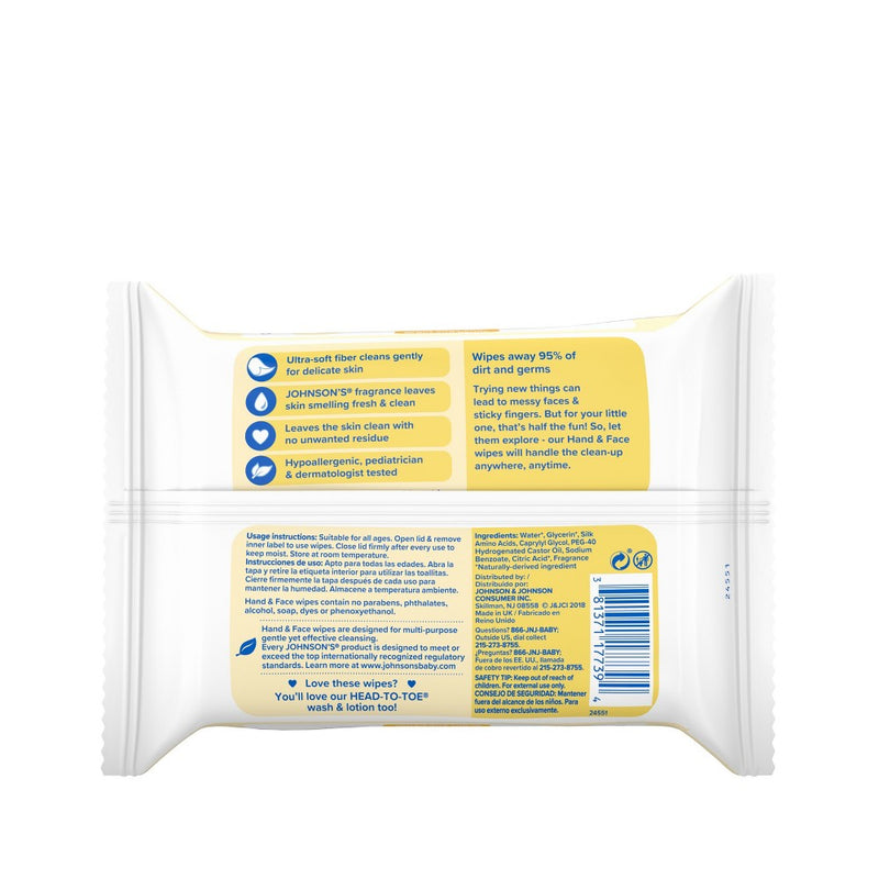 Johnson's Hand & Face Wipes - 25ct