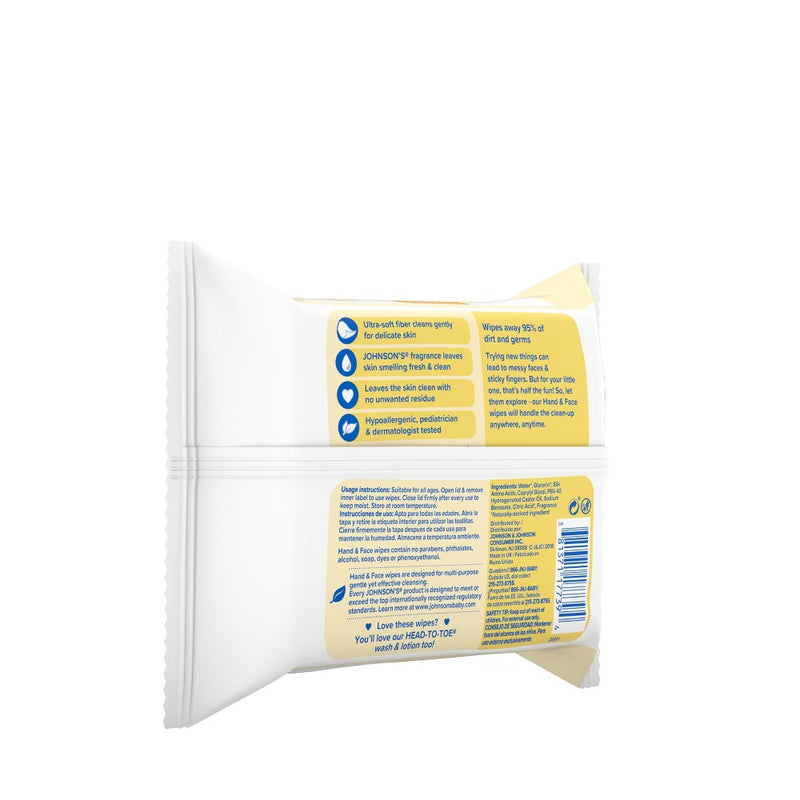 Johnson's Hand & Face Wipes - 25ct