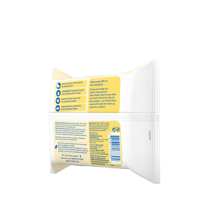 Johnson's Hand & Face Wipes - 25ct