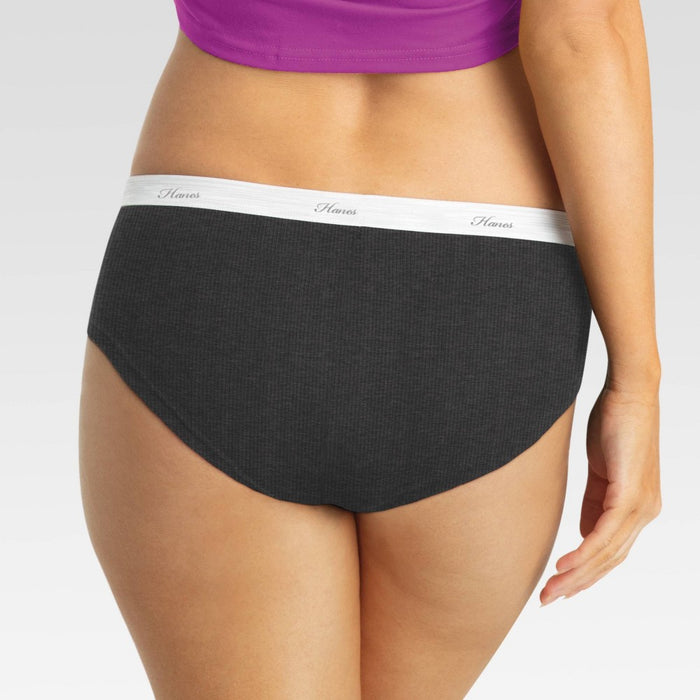 Hanes Women's 6pk Cotton Ribbed Heather Hipster Underwear - Assorted 6