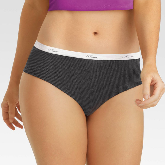 Hanes Women's 6pk Cotton Ribbed Heather Hipster Underwear - Assorted 6