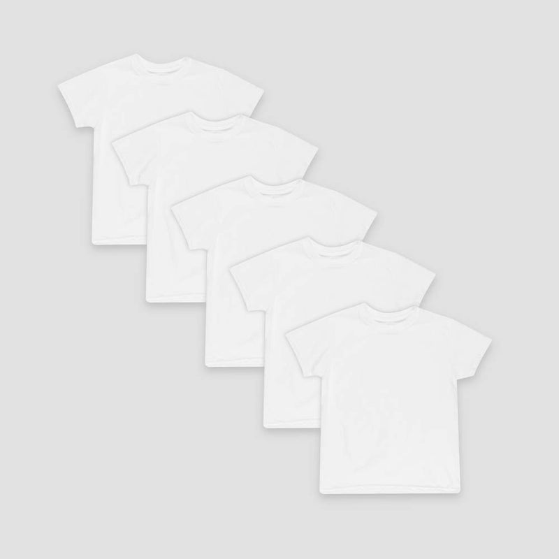 Hanes Toddler Boys' 5 pack Crew T-Shirt - White 4T