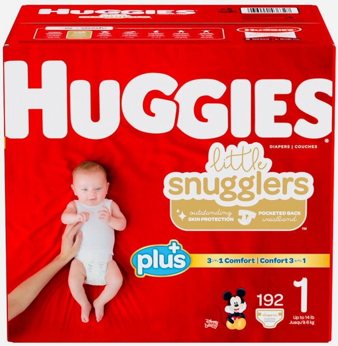Huggies Little Snugglers Plus Diapers Size 1, up to 14lbs, 192 Ct. FREE SHIPPING