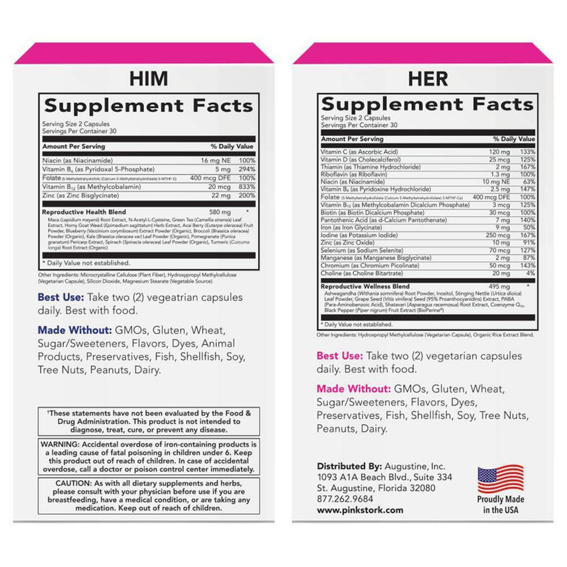 Pink Stork His & Hers Fertility Capsules - 120ct