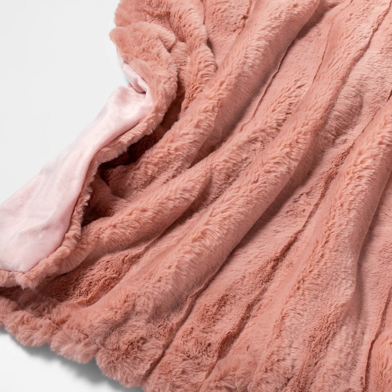 Textured Faux Fur Throw Blanket Pink - Project 62
