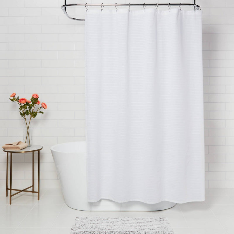 Woven Stripe Shower Curtain White - Threshold