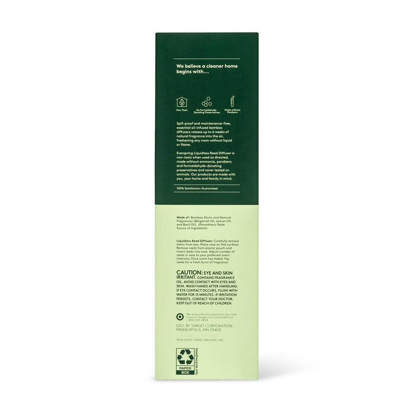 Citrus & Basil Liquidless Reed Diffuser - 3ct - Everspring