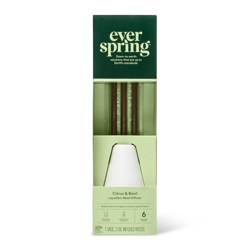 Citrus & Basil Liquidless Reed Diffuser - 3ct - Everspring