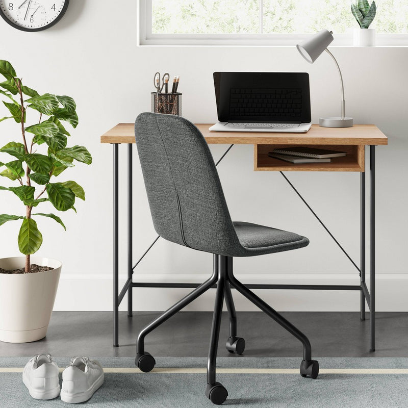 Wood and Metal Writing Desk with Storage Natural - Room Essentials (LOCAL PICKUP ONLY)