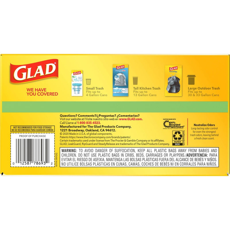 Glad Tall Kitchen Drawstring Trash Bags OdorShield 13 Gallon - Gain Original with Febreze Freshness - 100ct