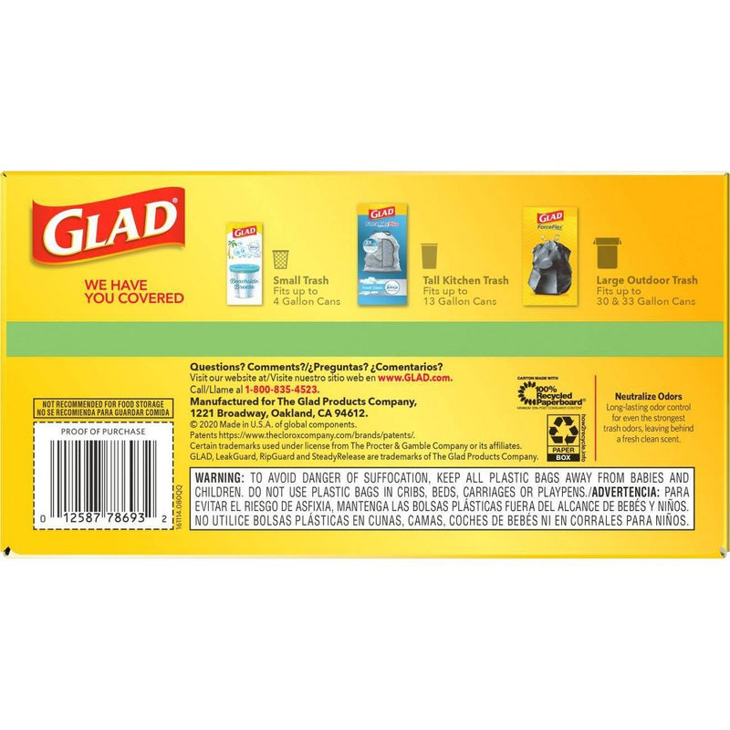 Glad Tall Kitchen Drawstring Trash Bags OdorShield 13 Gallon - Gain Original with Febreze Freshness - 100ct
