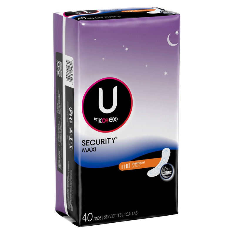 U by Kotex Security Maxi Pad - Overnight - Unscented - 40ct