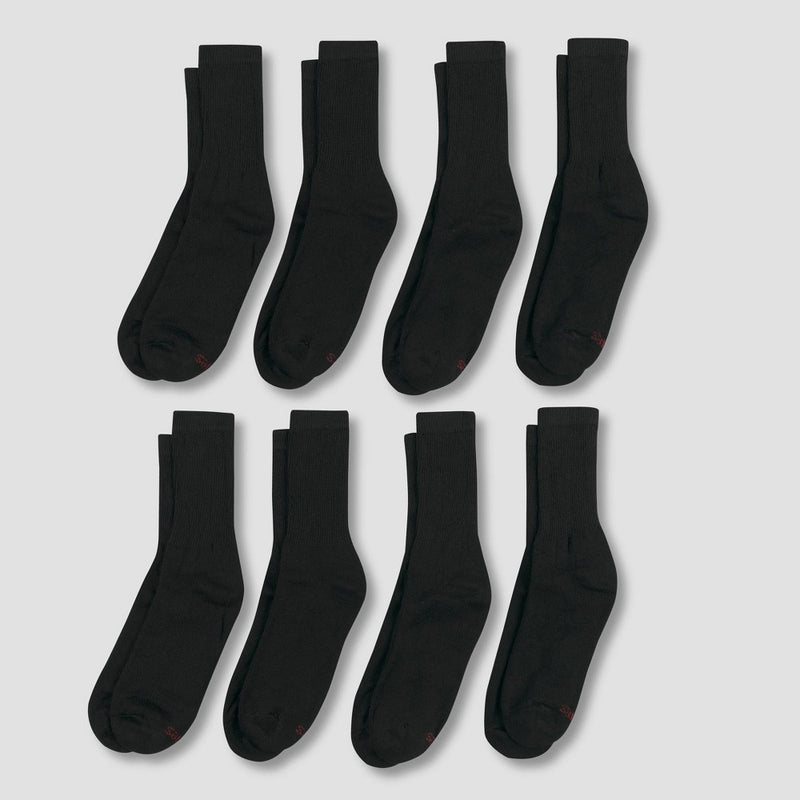 Men's Hanes 8pk Crew Socks with FreshIQTM - Black