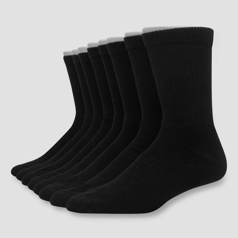 Men's Hanes 8pk Crew Socks with FreshIQTM - Black