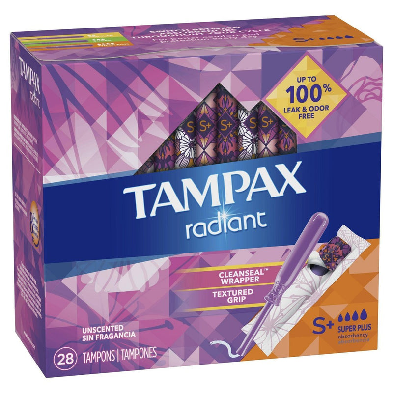 Tampax Radiant Super Plus Absorbency Tampons - 28ct