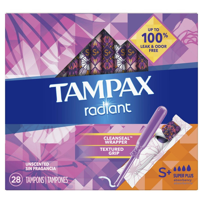 Tampax Radiant Super Plus Absorbency Tampons - 28ct