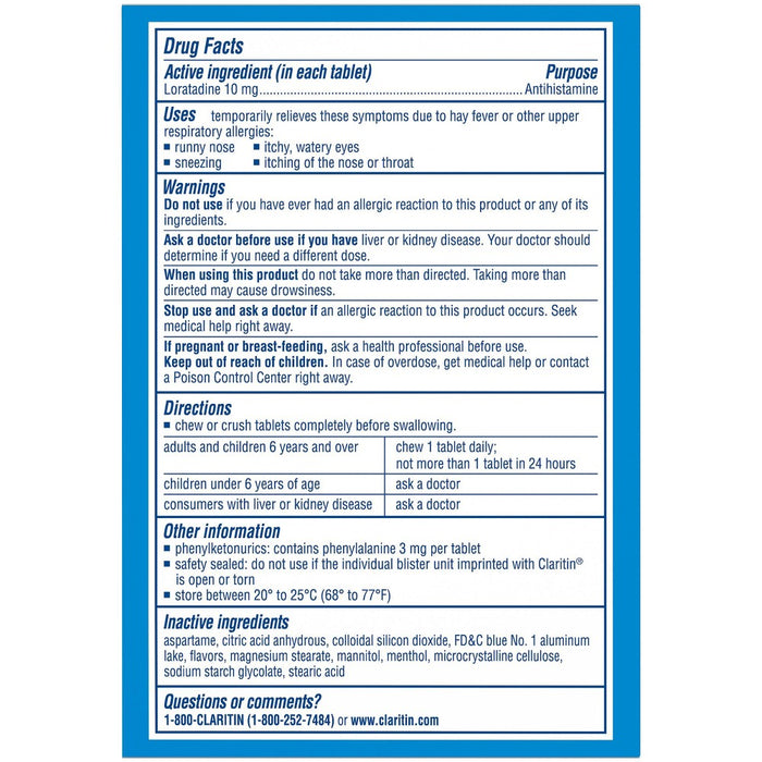 Claritin Loratadine Non-Drowsy Allergy Relief Chewables - Cool Mint - 24ct