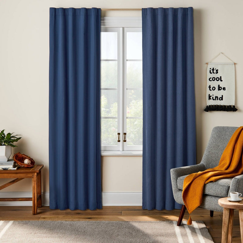 84" Blackout Twill Solid Panel Navy - Pillowfort