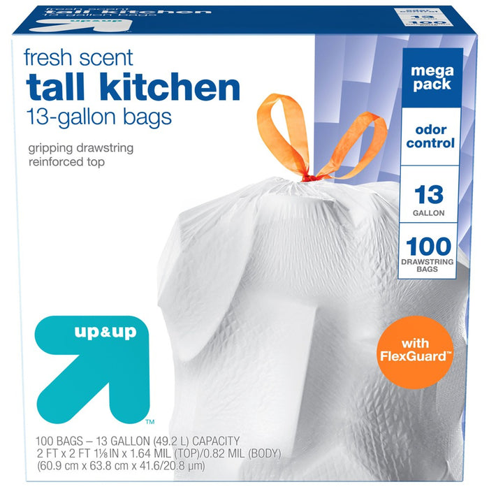 FlexGuard Tall Kitchen Drawstring Trash Bags - Fresh Scent - 13 Gallon - 100ct - up & up