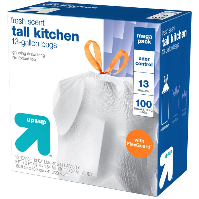 FlexGuard Tall Kitchen Drawstring Trash Bags - Fresh Scent - 13 Gallon - 100ct - up & up