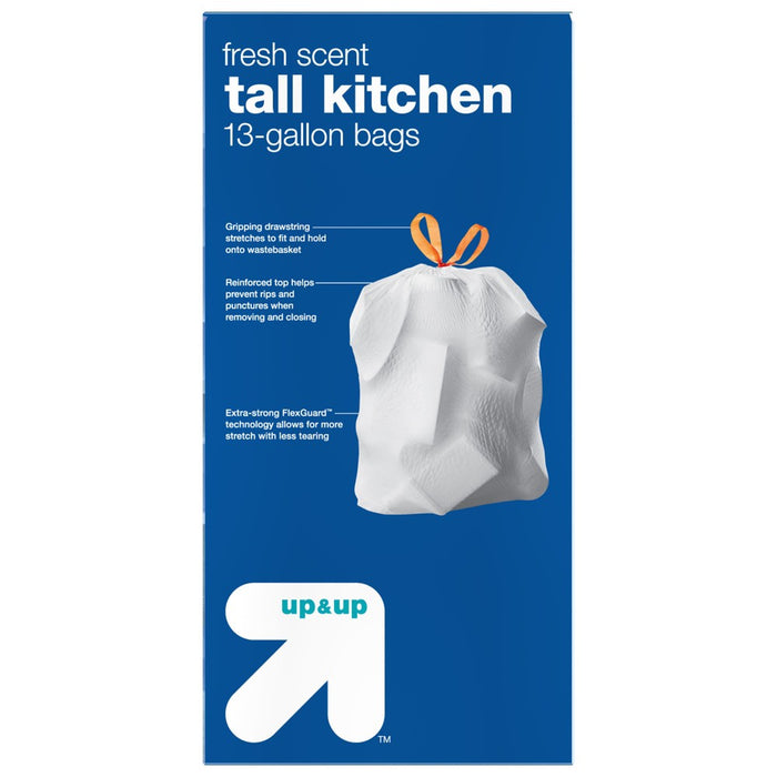 FlexGuard Tall Kitchen Drawstring Trash Bags - Fresh Scent - 13 Gallon - 100ct - up & up