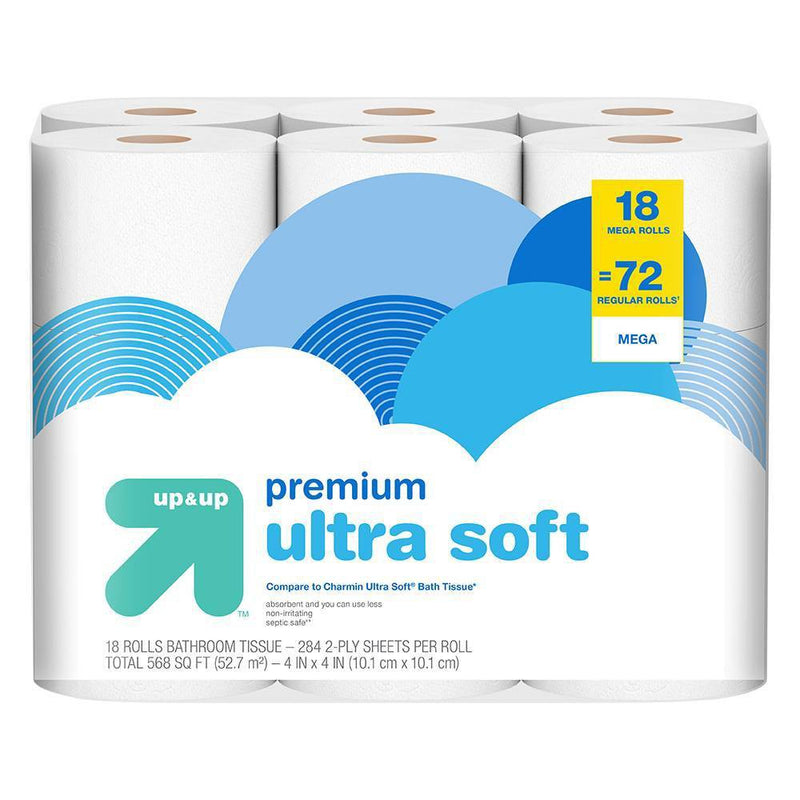Premium Ultra Soft Toilet Paper - 18 Mega Rolls - up & up