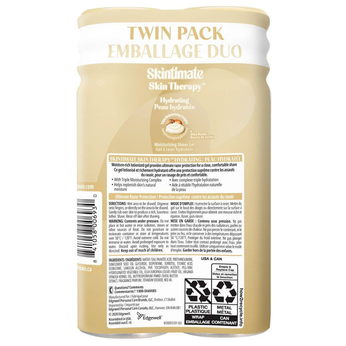 Skintimate Skin Therapy Hydrating Women's Shave Gel Twin Pack - 14oz