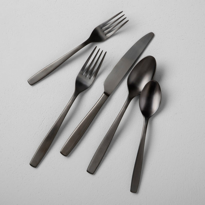 5pc Matte Finish Flatware Set Black - Hearth & Hand with Magnolia